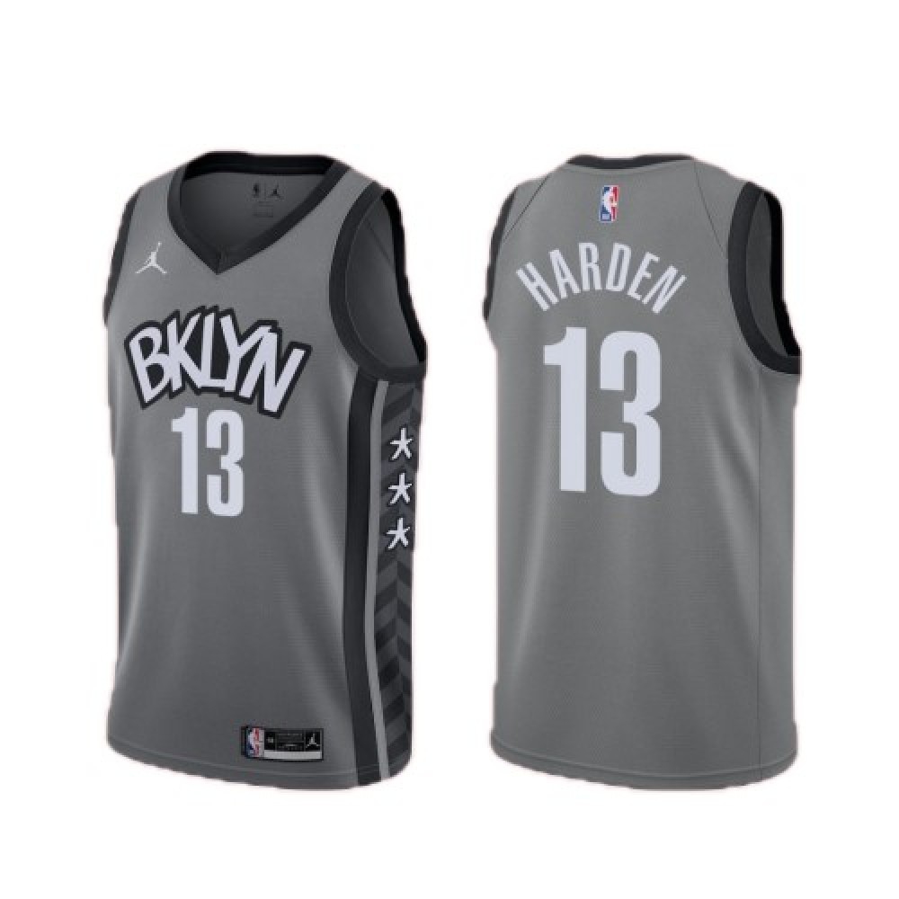 Men's Brooklyn Nets James Harden #13 Jordan Gray 2020/21 Swingman Jersey - Statement Edition-Pro Kit Vault | Brand New 26/27 Sports Jerseys